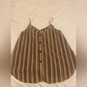 Brown, pink, green and grey striped tank! Fits size M/L